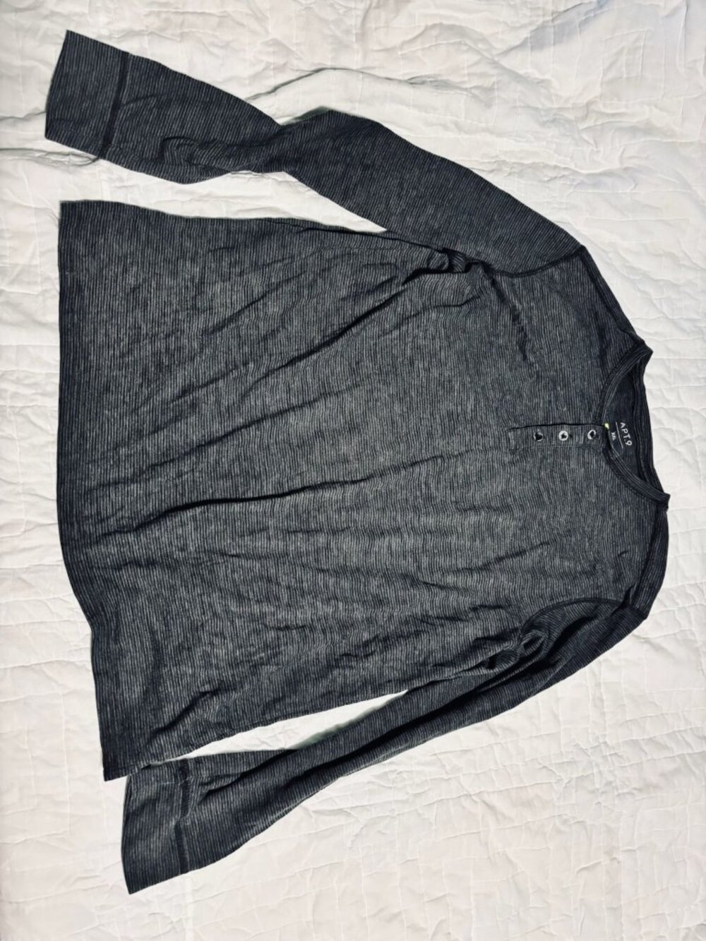APT.9 Mens XXL Premier Flex Long-Sleeve Henley Shirt Gray Striped Cotton Blend